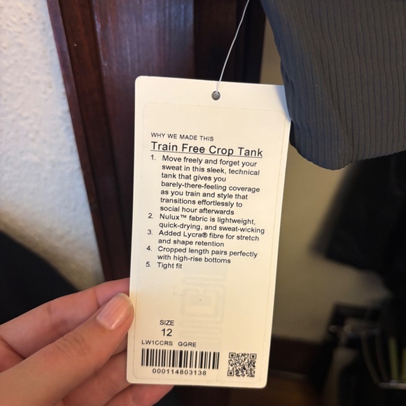 Lululemon, Train Free Crop Tank, size 12 - Picture 2 of 6